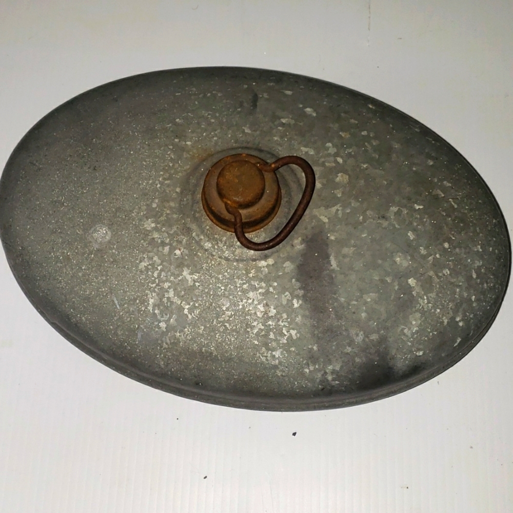 Antique Old Oval Foot Warmer Amish Galvanized Metal Bed Buggy